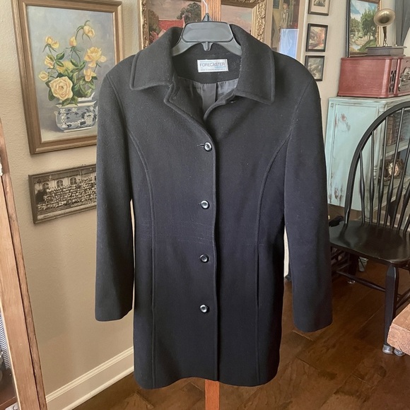 Forecaster of Boston 100% wool women’s button down coat lined pockets 8 black - Picture 2 of 9